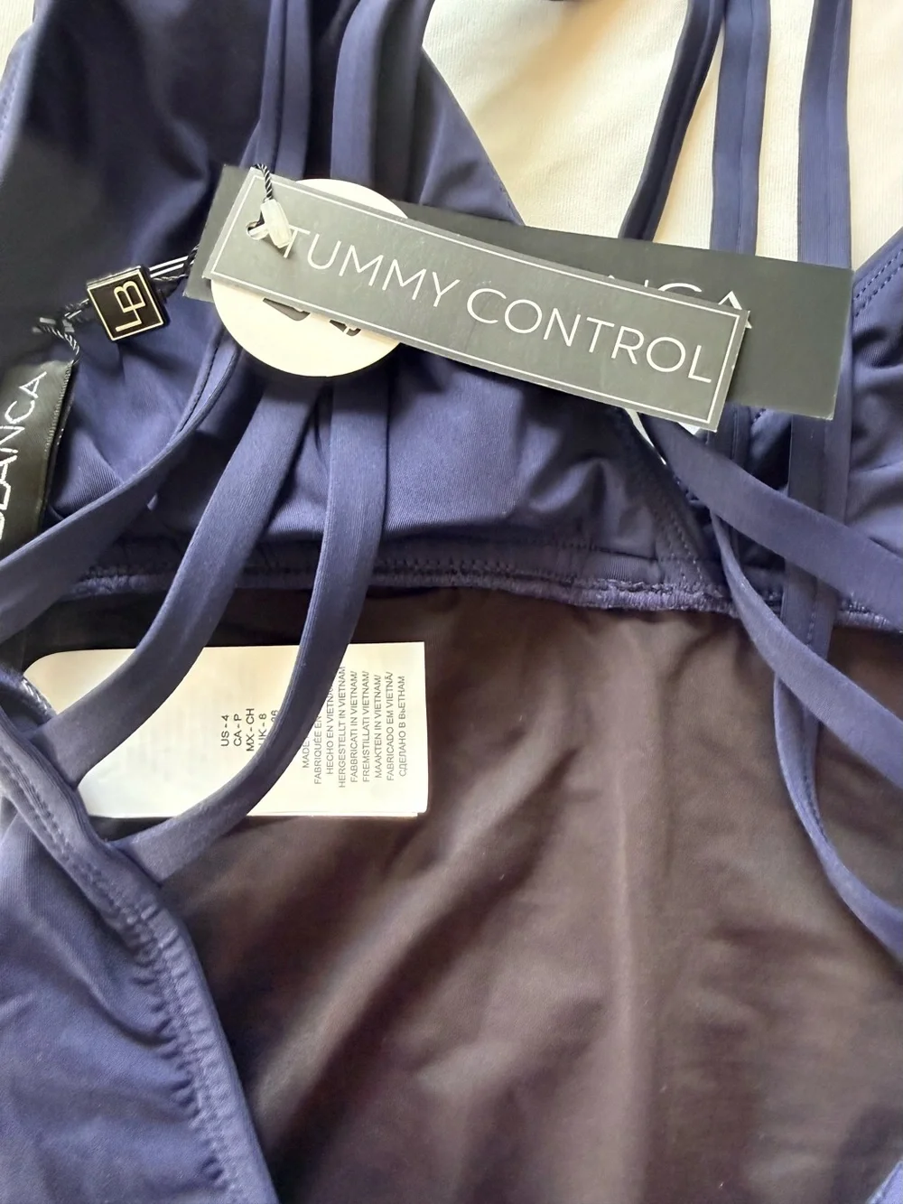 La Blanca NWT Navy Strappy One-Piece Swimsuit Tummy Control